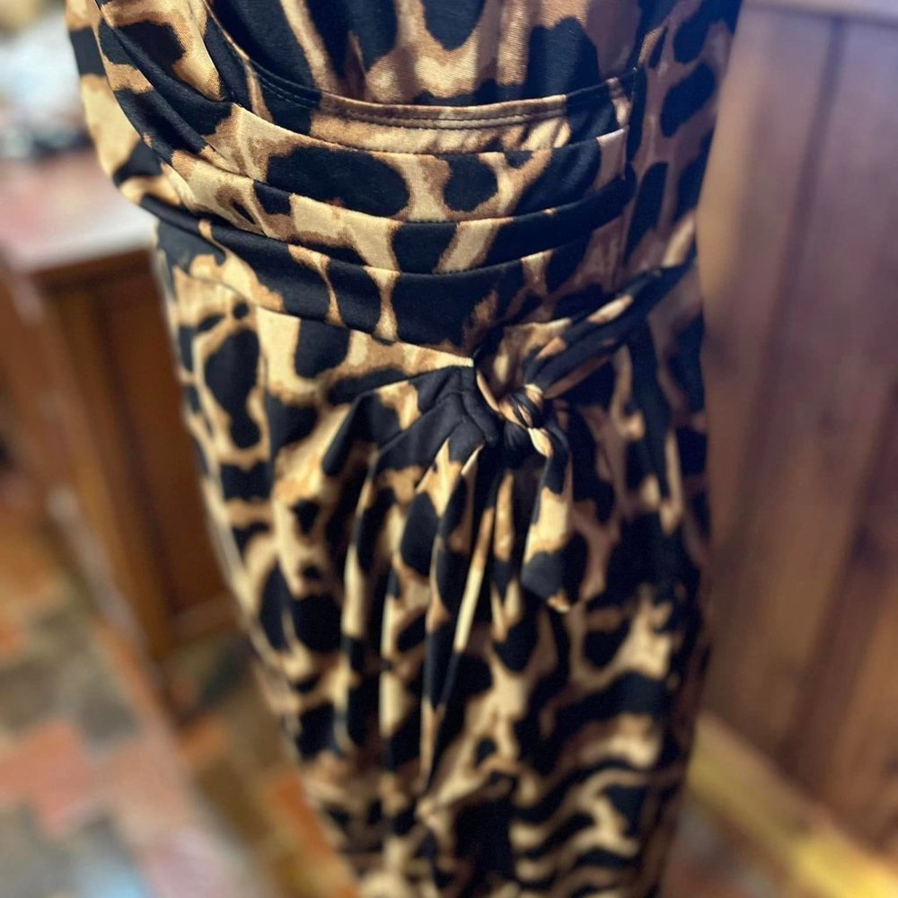 Vintage Tiana B dress size Med Leopard Animal print Sexy 2182 - Picture 2 of 4